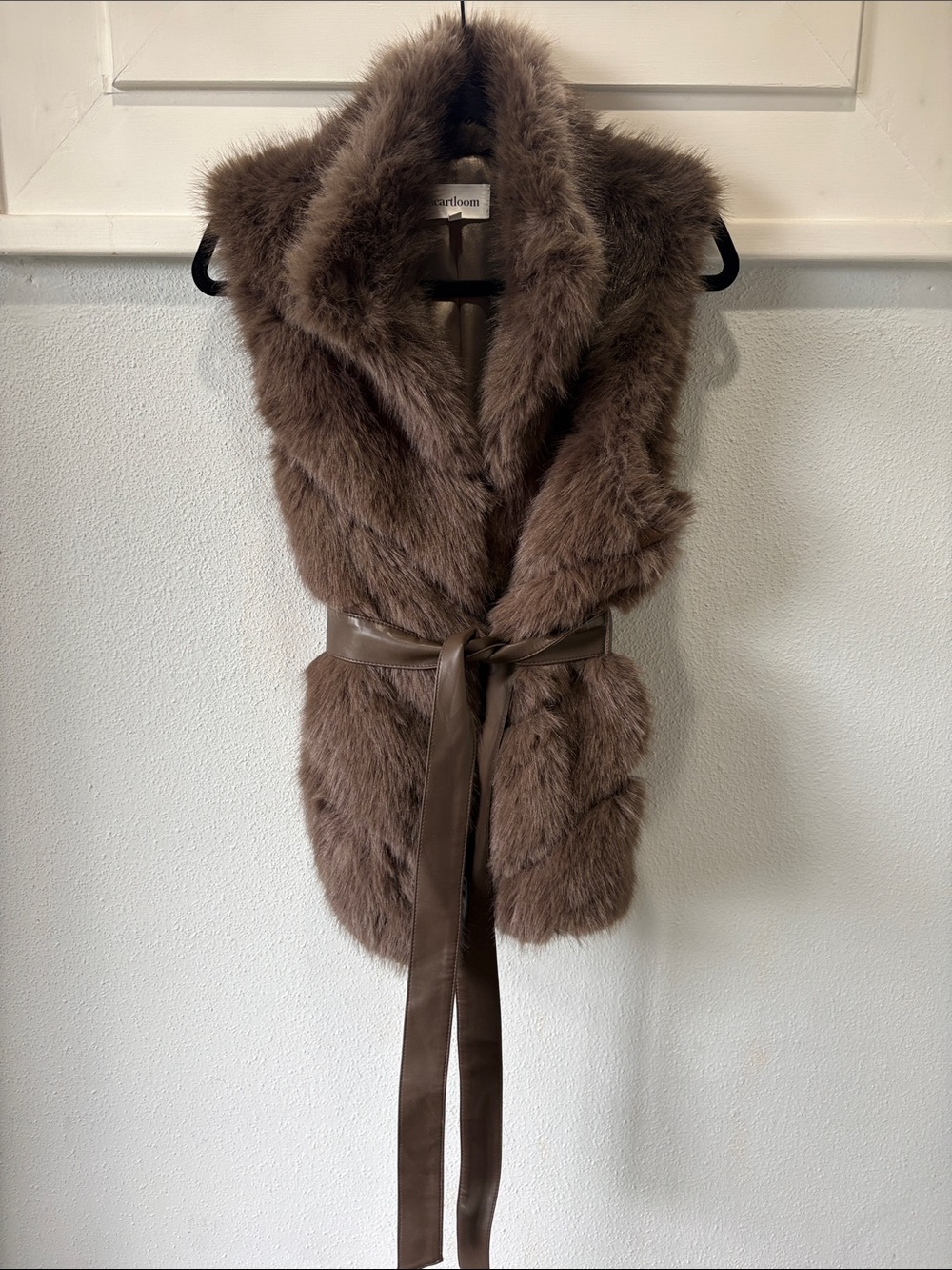 Heartloom Brown Faux Fur Belted Vest